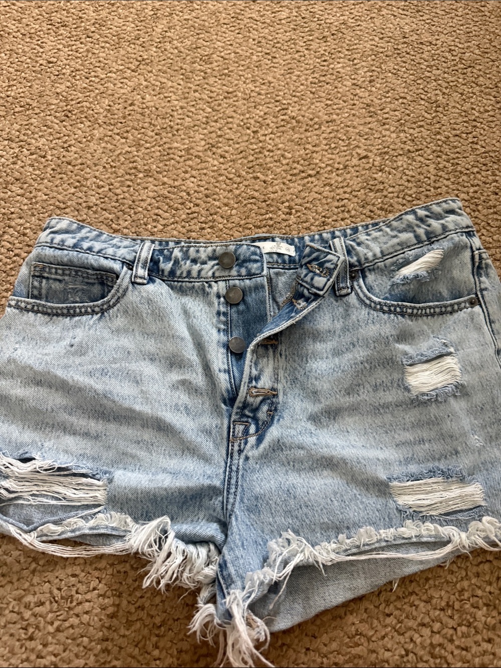 Light Blue Distressed Denim flying monkey denim Shorts size 30